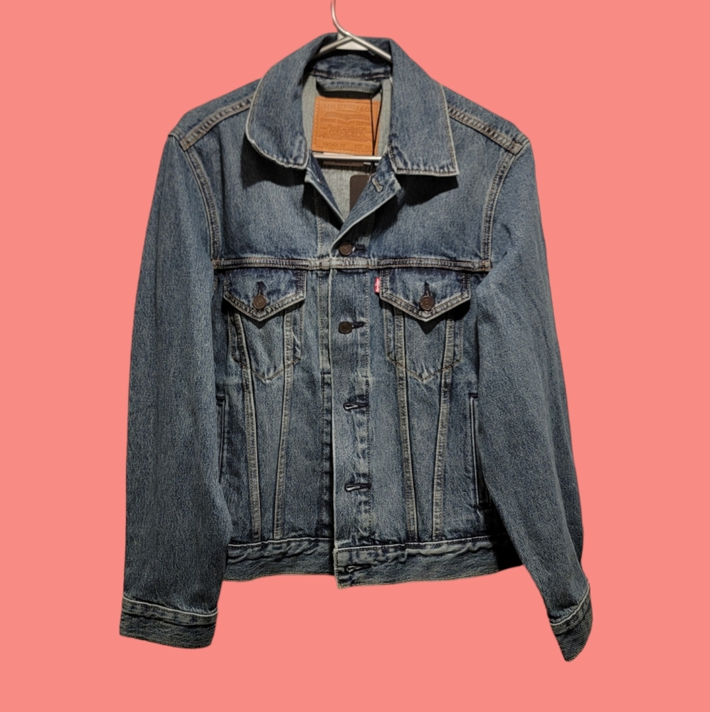 NWT Levi's vintage relaxed fit trucker jacket Big E Jack Daniel's Jean denim